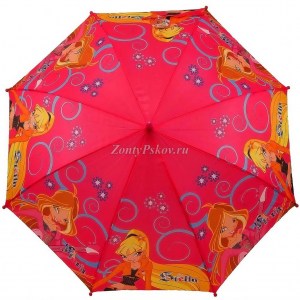 Детский ярко розовый зонт Винкс, Rainproof, полуавтомат, арт.700-1